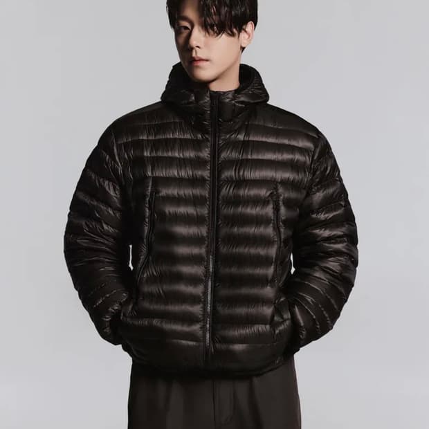 [M] 무탠다드 시티 레저 시어 립스탑 후디드 라이트 다운 재킷