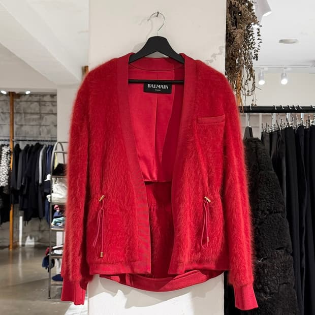 발망 레드 헤어리 앙고라 가디건