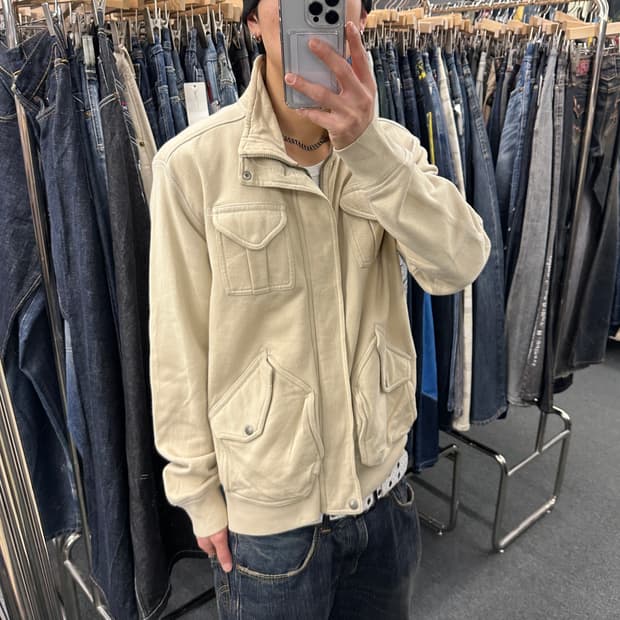 S) 팀버랜드 아이보리 포켓 스웻 집업