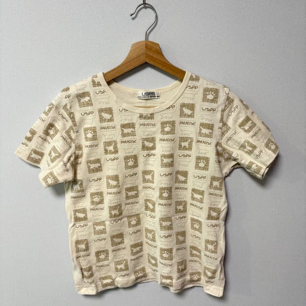 강아지 모리걸 반발 티셔츠 일본 빈티지