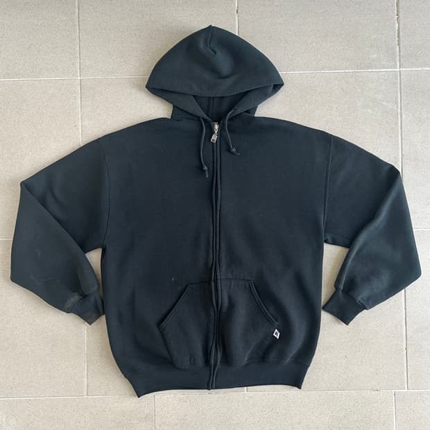 90s 빈티지 러셀 후드집업 블랙 XL USA