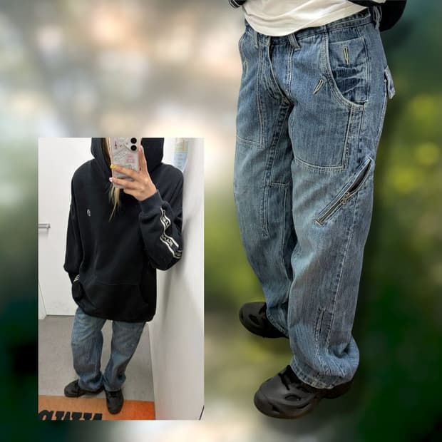 지퍼 디테일 데님팬츠
