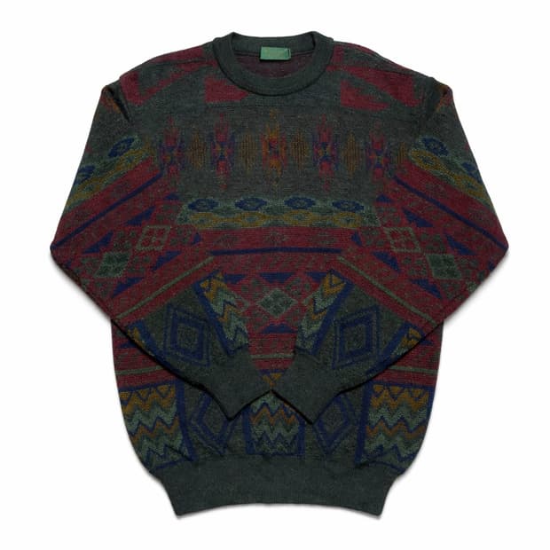 JPN 90s~00s 일본 빈티지 아놀드파머 에스닉 보헤미안 패턴 울니트