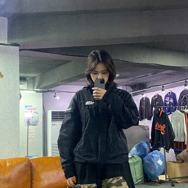 노스페이스 자수 스몰 로고 블랙 바람막이b2658