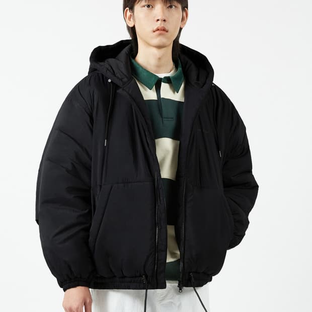코드그라피 후드 벌룬 에어리 패딩_블랙 L