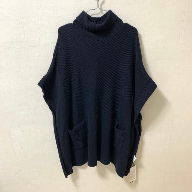 새상품 J by 정구호 네이비 울 캐시미어 니트 판초 터틀넥 모 케이프