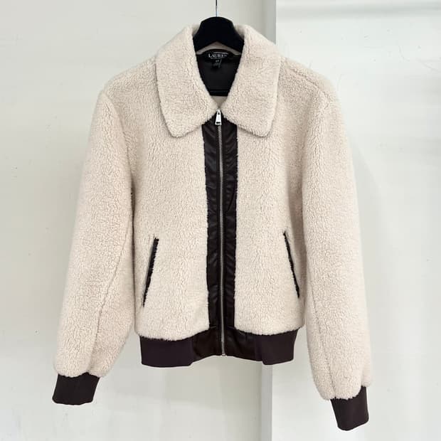 랄프로렌 블랙라벨 크림 폭스레더 플리스 코트