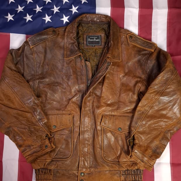 80's 일본판 빅사이즈 밀리터리 리얼레더 봄버자켓