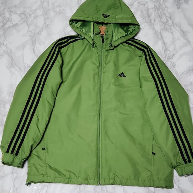 아디다스 삼선 연두콩 바람막이 후드 점퍼 자켓