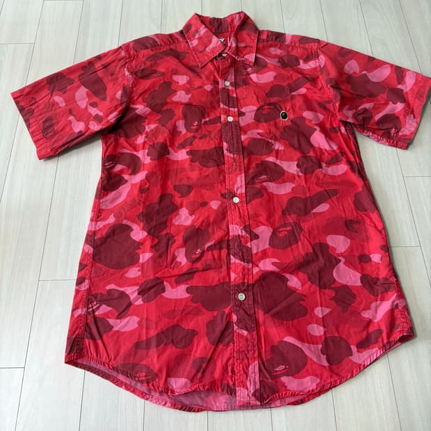 BAPE 베이프 레드 카모 반팔 셔츠 s