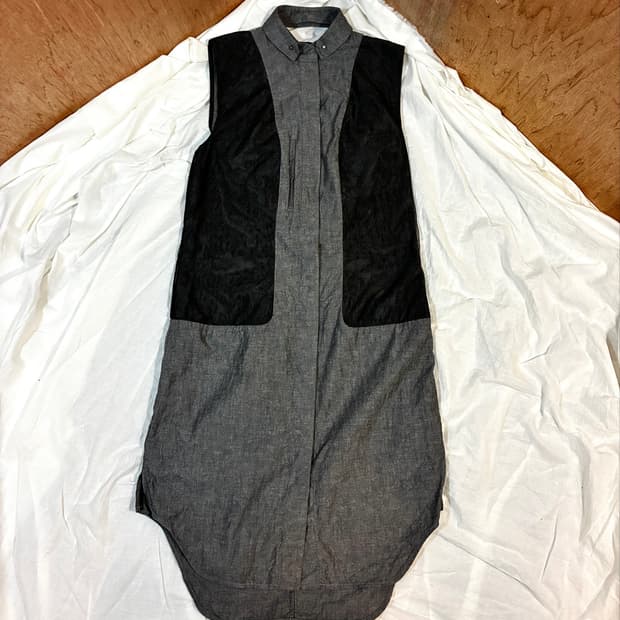 알렉산더 왕 그레이 샴브레이 슬리브리스 셔츠 드레스