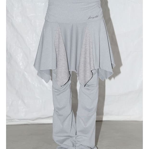 팬시클럽 언발란스 스커트 레이어드 핀턱 팬츠 그레이