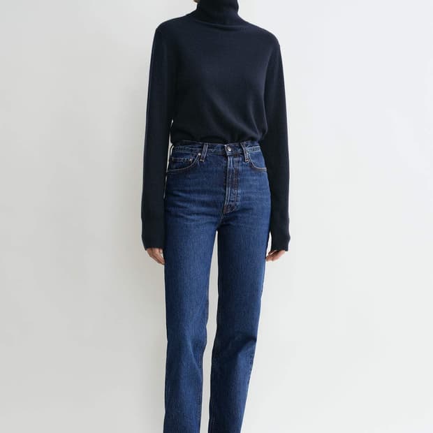 토템(toteme) 클래식 컷 데님 풀 렝스 다크블루 28/32