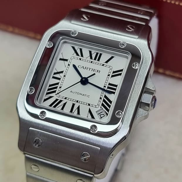 까르띠에 산토스 갈베 스틸 XL 블랙로만 오토매틱 남성시계 08년식