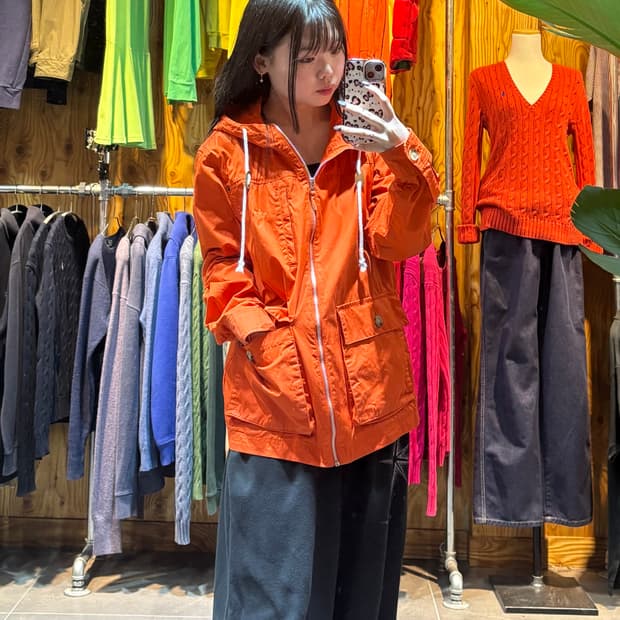 M 아디다스 파이어버드 오렌지 코튼 야상 후드집업 