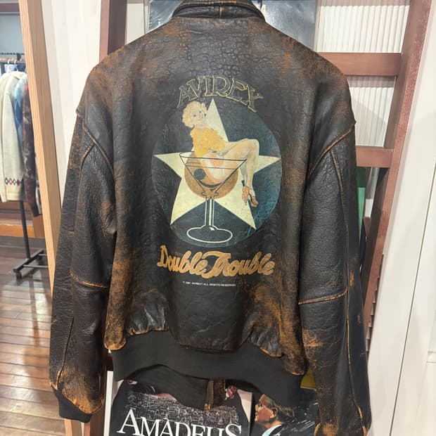 90s Avirex 핀업걸 A-2 레더 자켓