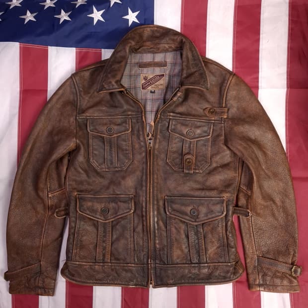 새제품 빈티지 리얼레더 라이더자켓