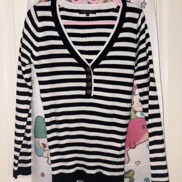 빈티지 스트라이프 골지 티셔츠 갸루 y2k 