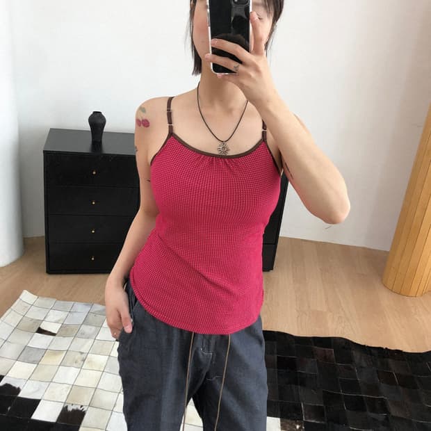 vintage red micro dot cami top