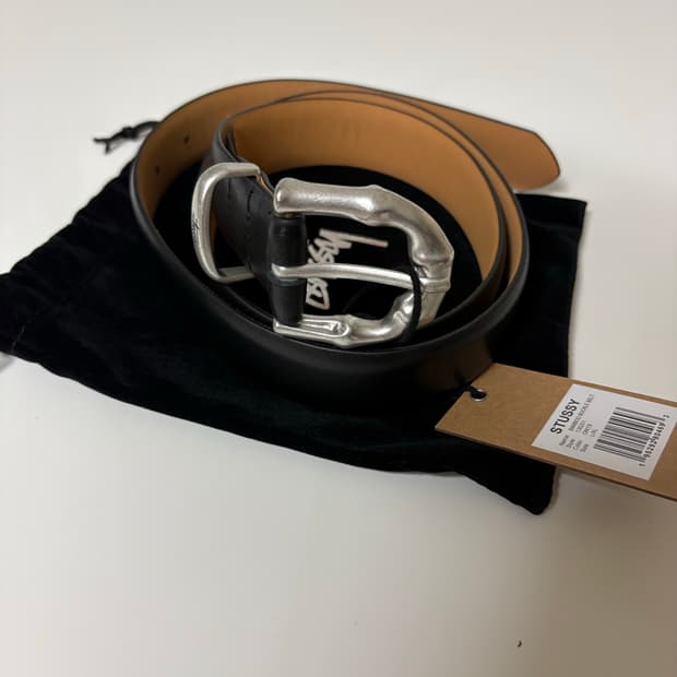 [새상품]스투시 밤부 버클 벨트 블랙