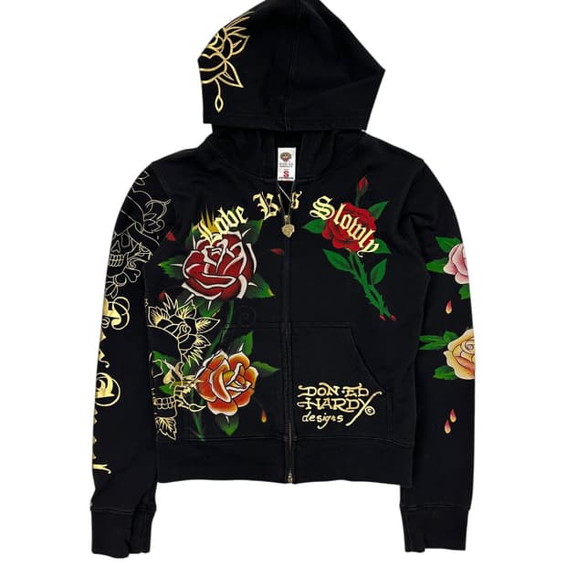 에드 하디 로즈 스컬 집업 후디