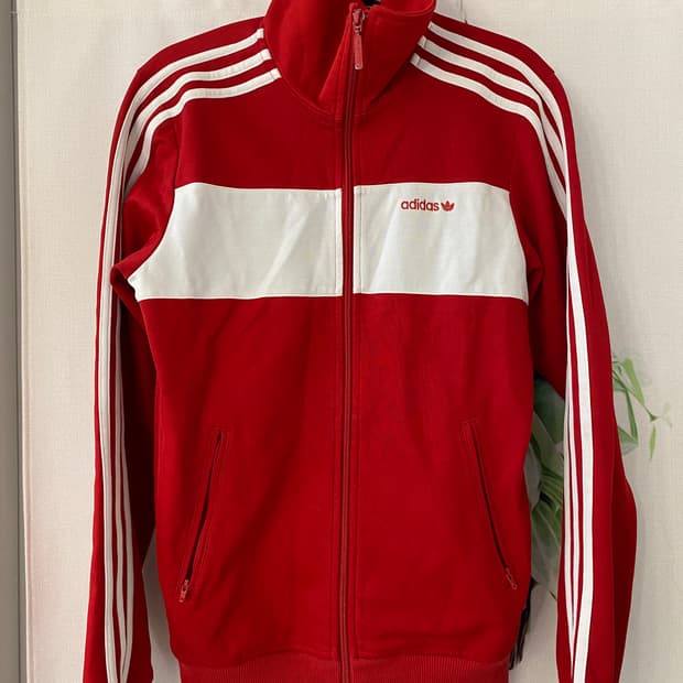 95)아디다스 베켄바우어 레드/화이트 져지 집업