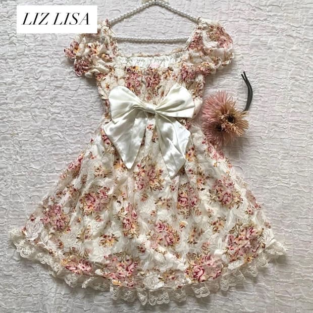 리즈리사 lizlisa 대장 리본 프로럴 원피스 히메갸루 라떼갸루