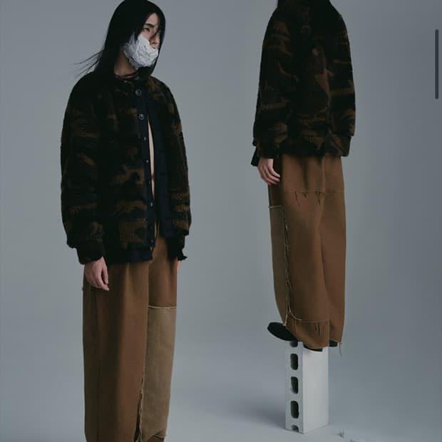 공사이육 블랙 와이드 데미지 코튼 팬츠 