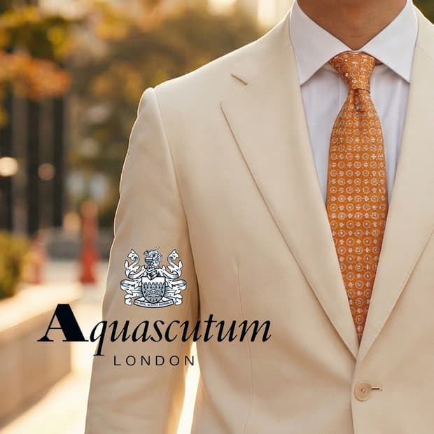 아쿠아스큐텀 오렌지 도트 패턴 넥타이 9.2cm A+등급 A19725
