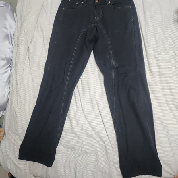 edwin black stitch detail cotton pants