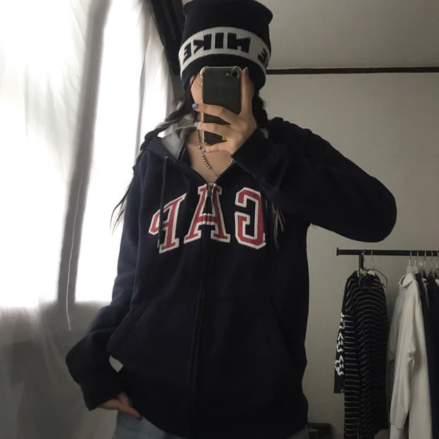 갭 네이비 후드집업