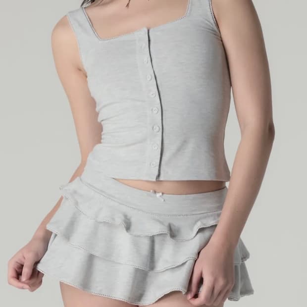 글로니 프릴 미니 스커트 그레이 m