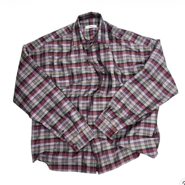 [2] 논노드 플렉서블 스트링 체크 셔츠 와인