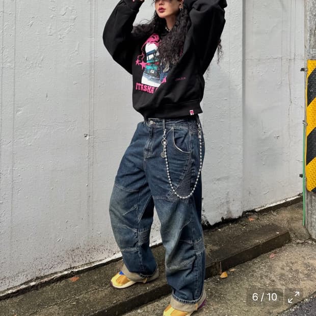 글랙 GP058 니캡 바이커 데님 팬츠 (INDIGO)