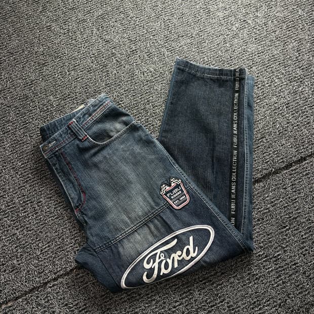 00s 푸부 멀티 자수로고 레이싱 루즈핏 팬츠 2744