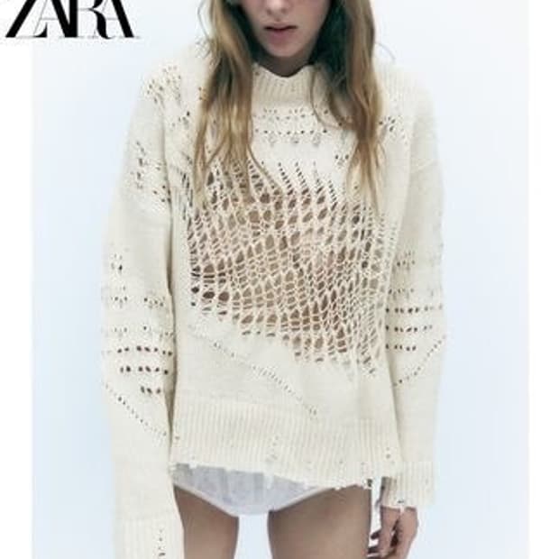 자라 디스트로이드 오픈워크 니트 아이보리