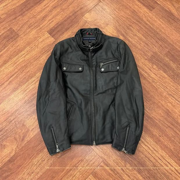 L 타미힐피거 소가죽 자켓 