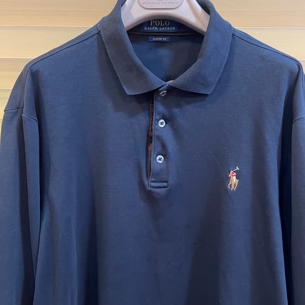 폴로랄프로렌 남성 블랙 코튼긴팔티셔츠 카라티셔츠