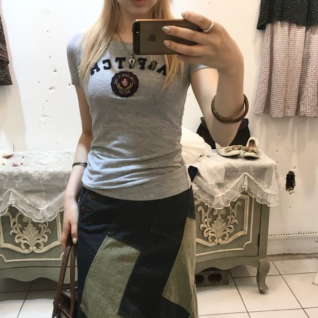 Abercrombie&fitch 아베크롬비 그레이 딱붙 반팔