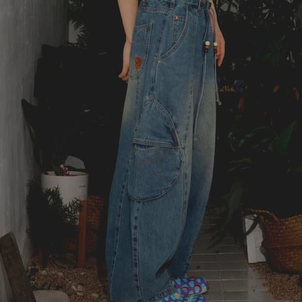 엑스톤즈우먼 루나키후 에그 카고 워싱 데님 팬츠