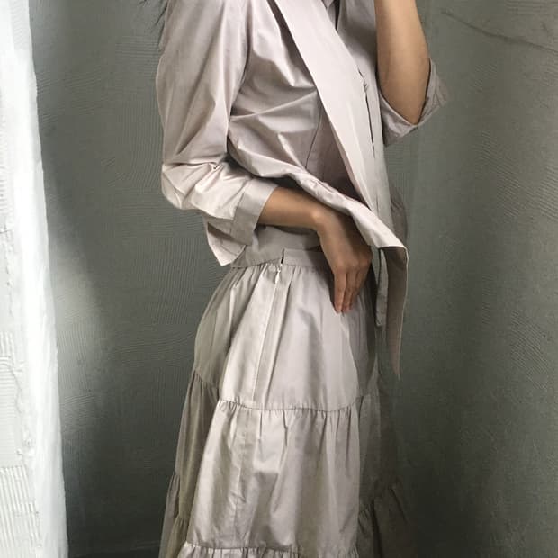 Courreges 꾸레쥬 연베이지 퍼플 벌룬 스커트셋업