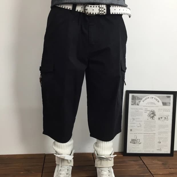 CPS Black Cropped Cargo Pants