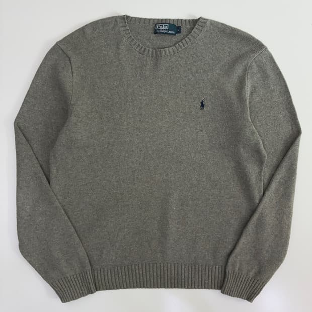Polo  폴로 랄프로렌 자수 그레이 코튼 니트
