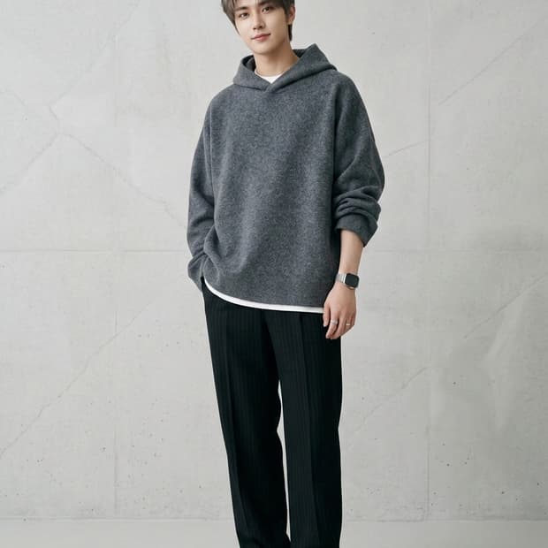 COS 코스 오버사이즈 야크 울 혼방 후드 니트