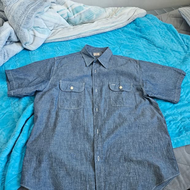 슈가케인 반팔 샴브레이 셔츠