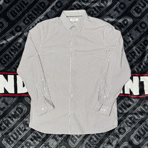 바나나 리퍼블릭 슬림 핏 드레스 셔츠 브라운 스트라이프