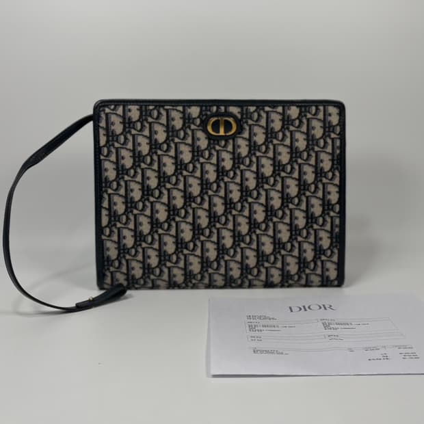 디올 블루 오블리크 자카드 30 몽테인 파우치백