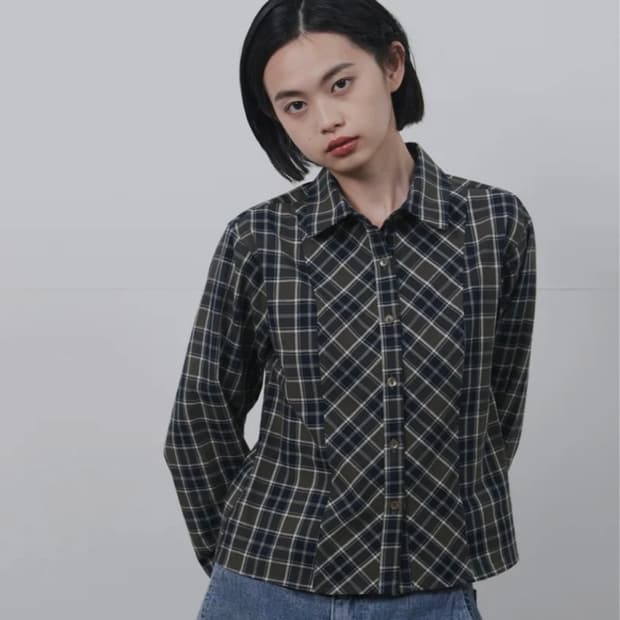 오헤시오 클래식 라인 셔츠 그린 체크