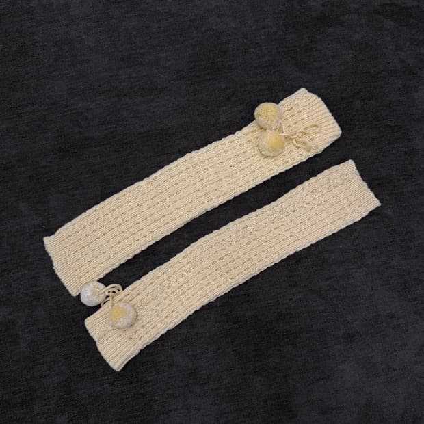 빈티지 폼폰 니트 핸드 워머