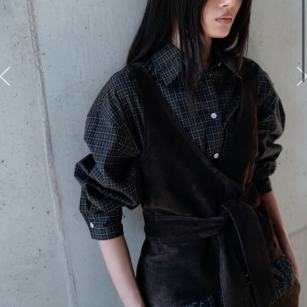 모노하 Check Blouson Shirt 브라운 미착용